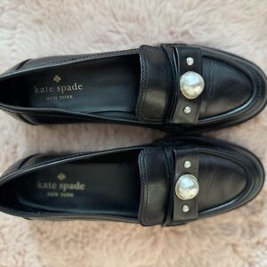 Kate Spade Black Flats with Pearl Accents